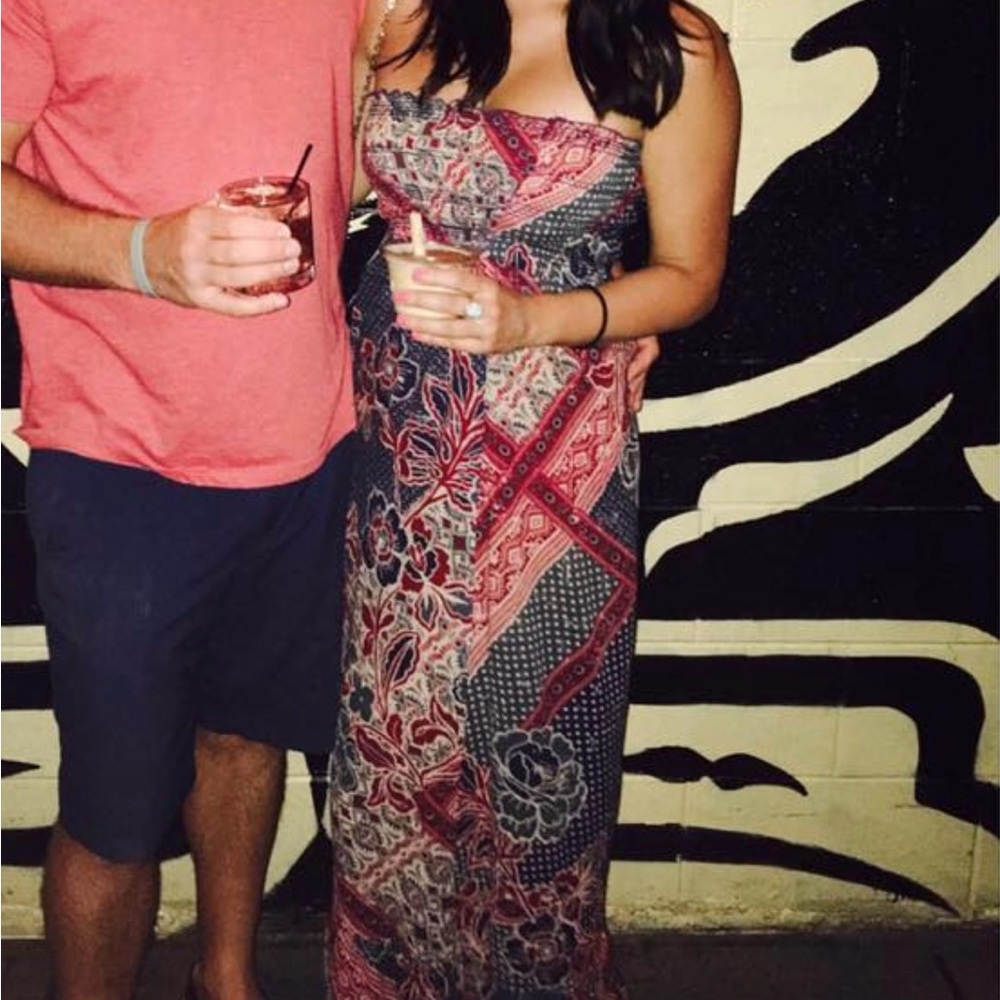 Colorful Strapless Maxi Dress